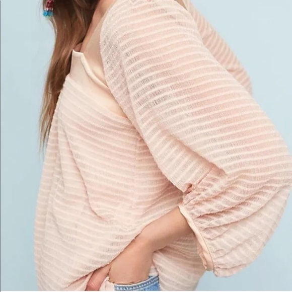 Anthropologie Meadow Rue Allyson Textured Top Pink - Picture 2 of 15